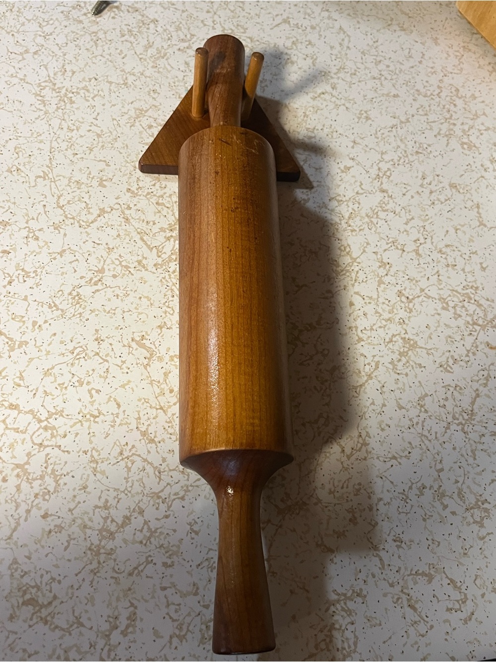 Wooden Rolling Pin with Stand - Brown